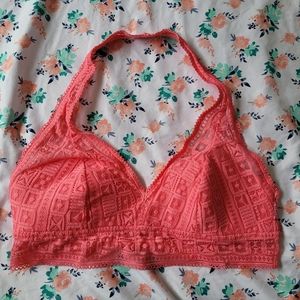 Aerie pink lace halter bralette